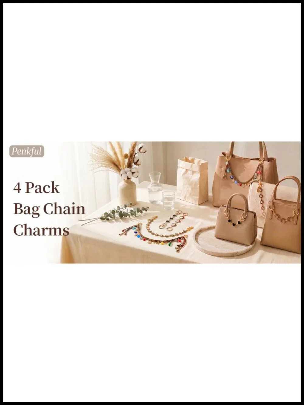 4-Pack Bag Chain Charm Purse Extender Keychain Set